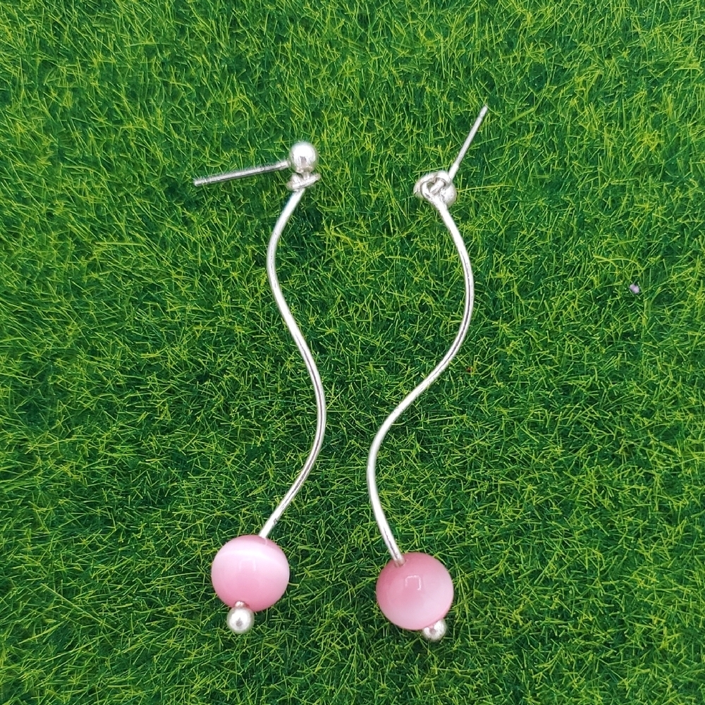 90s Baby Pink Moonstone Dangle‎ Earrings E1014